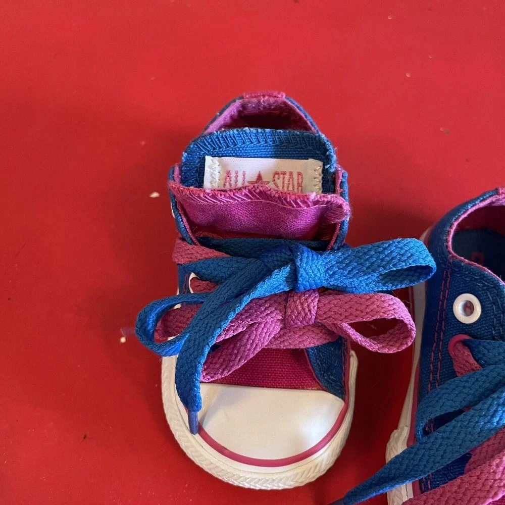 Vintage 2005 Converse All Star‎ Baby Toddler Pink/Blue Shoes Size 3 Low Tops